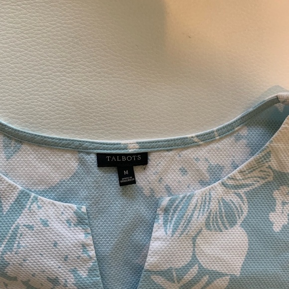 Talbots Blue and White Floral Blouse - Picture 3 of 5
